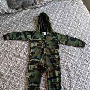 Camouflage polar fleece pajama onesie w/hoodie